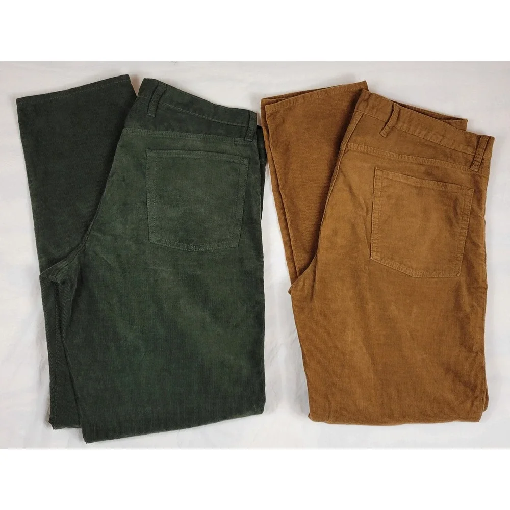 Lot of 2 Gap Straight Fit Corduroy Pants Mens 36x33 Green Brown 455404-00 02